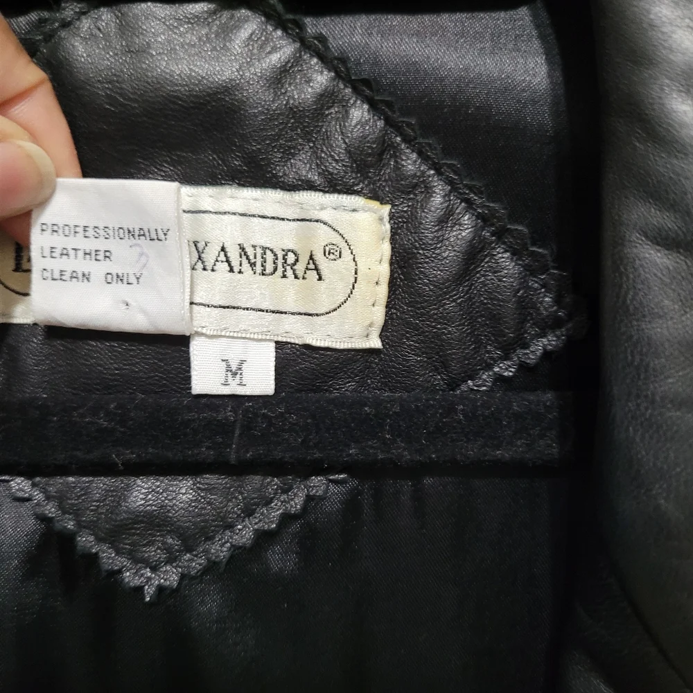 Vintage Leather Black Women's 1980's Jacket Blazer Retro shoulder pads - Picture 5 of 16
